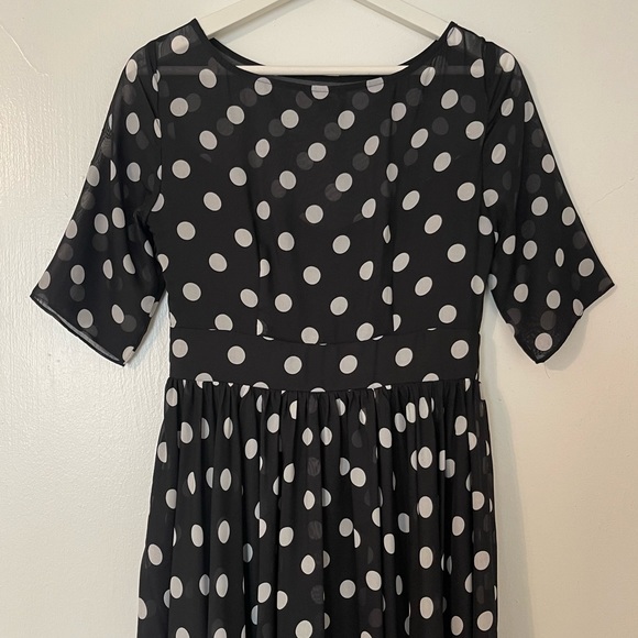 Floryday Women's Chiffon Polka Dot Half Sleeve Maxi Dress - Picture 11 of 16